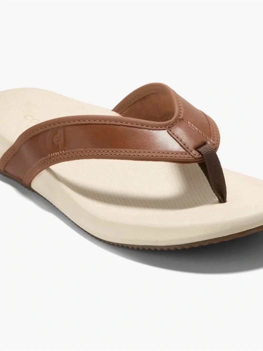 Cole Haan Brown Leather Thong Sandals with White Footbed Size US10